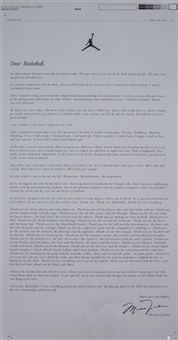 2003 Los Angeles Times Michael Jordan Full-Page Retirement Letter 12 x 23.5 Printing Plate